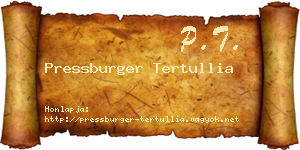 Pressburger Tertullia névjegykártya